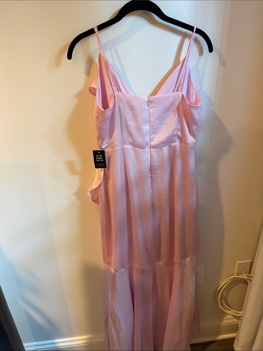 Express Light Pink Ruffle-Trim High-Low Slip Dress - Picture 8 of 8